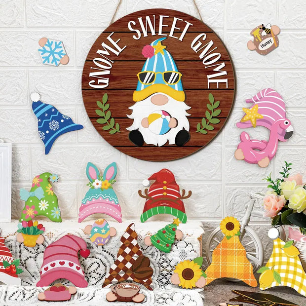 Interchangeable Magnetic Gnome Door & Wall Décor Set – 31-Piece Playful Wooden Gnome