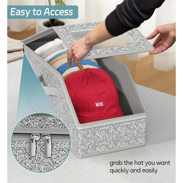 Stackable Baseball Cap Storage Box – Sturdy Hat Organizer with Cardboard Base