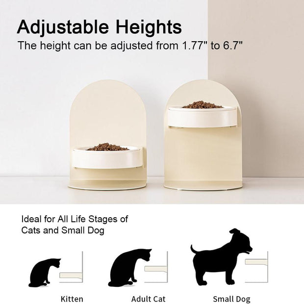 Magnetic Adjustable Ceramic Cat Bowl Stand with Adjustable Height