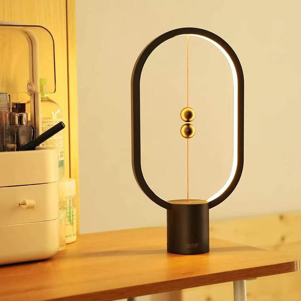 Floating Magnetic LED Lamp – Touch of Magic for Desk, Bedside & Office | Soothing Warm Light, USB Powered (Black)