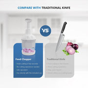 Manual Food Chopper – Vegetable, Onion, Garlic & Nut Chopper with Stainless Steel Blades, Dishwasher Safe
