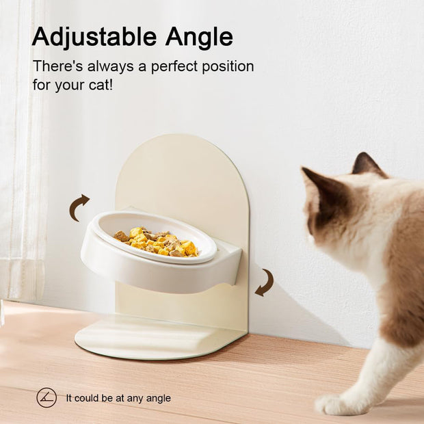 Magnetic Adjustable Ceramic Cat Bowl Stand with Adjustable Height