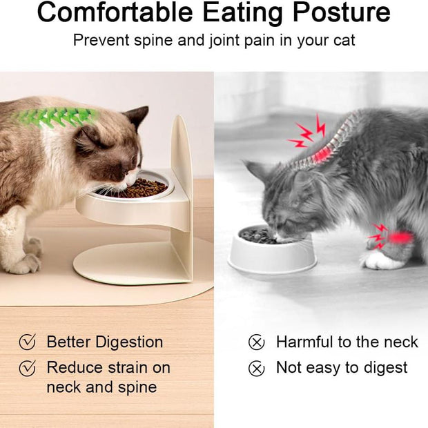 Magnetic Adjustable Ceramic Cat Bowl Stand with Adjustable Height