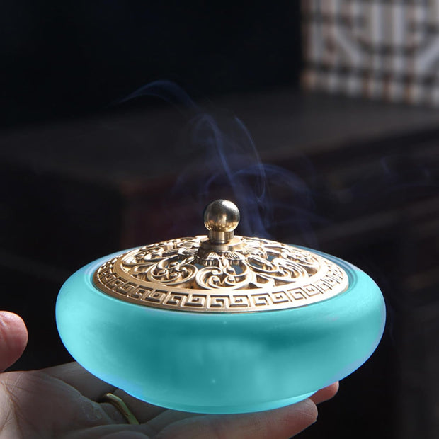 Complete Powder Incense Burner Kit with Censer & Art Mold Press Tools – Elegant Gift Box Set for Yoga, Meditation & Relaxation (Blue)