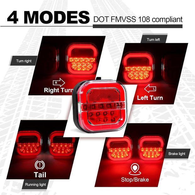 Wireless Magnetic Trailer Lights – LED Tow Light Kit for Truck, RV, Camper, Boat & Caravan | Rechargeable Tail, Brake, Turn Signal & Running Lights, IP67 Waterproof