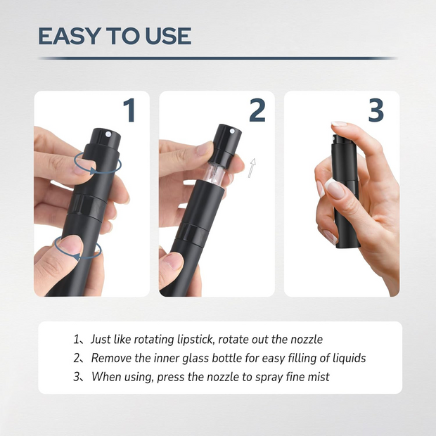 Refillable Travel Perfume Atomizer – Mini Spray Bottle for Cologne & Samples