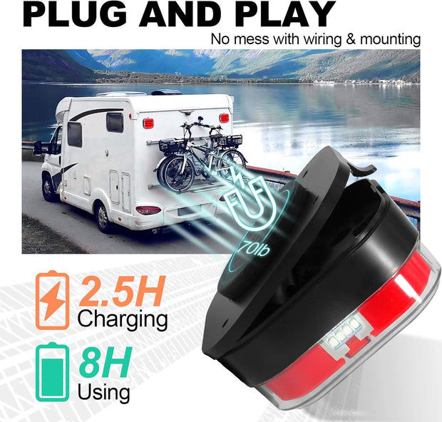 Wireless Magnetic Trailer Lights – LED Tow Light Kit for Truck, RV, Camper, Boat & Caravan | Rechargeable Tail, Brake, Turn Signal & Running Lights, IP67 Waterproof