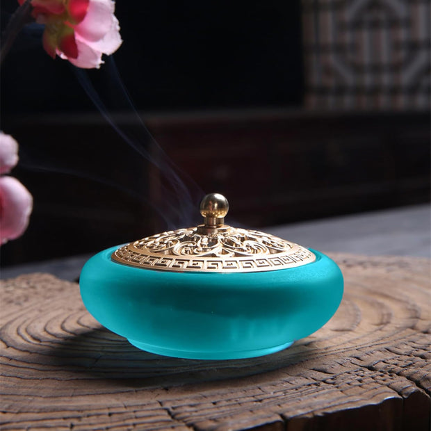 Complete Powder Incense Burner Kit with Censer & Art Mold Press Tools – Elegant Gift Box Set for Yoga, Meditation & Relaxation (Blue)