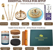 Complete Powder Incense Burner Kit with Censer & Art Mold Press Tools – Elegant Gift Box Set for Yoga, Meditation & Relaxation (Blue)