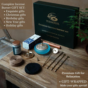 Complete Powder Incense Burner Kit with Censer & Art Mold Press Tools – Elegant Gift Box Set for Yoga, Meditation & Relaxation (Blue)