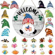 Interchangeable Magnetic Gnome Door & Wall Décor Set – 31-Piece Playful Wooden Gnome