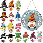 Interchangeable Magnetic Gnome Door & Wall Décor Set – 31-Piece Playful Wooden Gnome