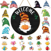 Interchangeable Magnetic Gnome Door & Wall Décor Set – 31-Piece Playful Wooden Gnome