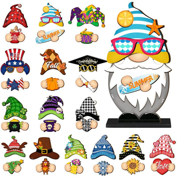 Interchangeable Magnetic Gnome Door & Wall Décor Set – 31-Piece Playful Wooden Gnome