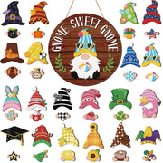 Interchangeable Magnetic Gnome Door & Wall Décor Set – 31-Piece Playful Wooden Gnome