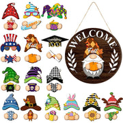 Interchangeable Magnetic Gnome Door & Wall Décor Set – 31-Piece Playful Wooden Gnome