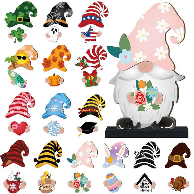 Interchangeable Magnetic Gnome Door & Wall Décor Set – 31-Piece Playful Wooden Gnome
