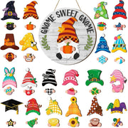 Interchangeable Magnetic Gnome Door & Wall Décor Set – 31-Piece Playful Wooden Gnome