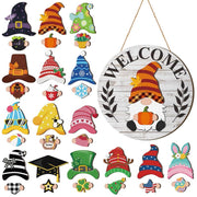 Interchangeable Magnetic Gnome Door & Wall Décor Set – 31-Piece Playful Wooden Gnome