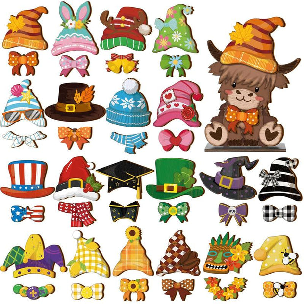 Interchangeable Magnetic Gnome Door & Wall Décor Set – 31-Piece Playful Wooden Gnome