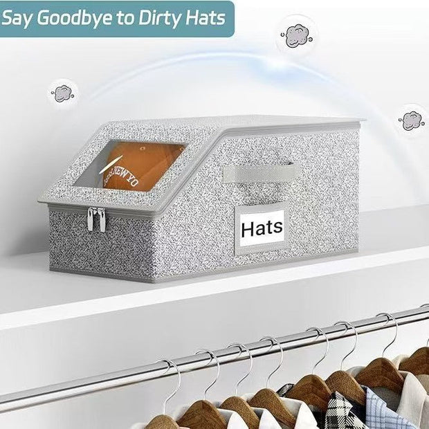 Stackable Baseball Cap Storage Box – Sturdy Hat Organizer with Cardboard Base