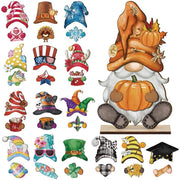 Interchangeable Magnetic Gnome Door & Wall Décor Set – 31-Piece Playful Wooden Gnome