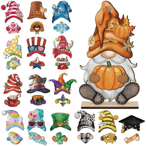 Interchangeable Magnetic Gnome Door & Wall Décor Set – 31-Piece Playful Wooden Gnome