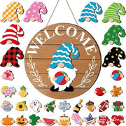 Interchangeable Magnetic Gnome Door & Wall Décor Set – 31-Piece Playful Wooden Gnome