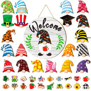 Interchangeable Magnetic Gnome Door & Wall Décor Set – 31-Piece Playful Wooden Gnome