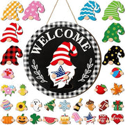 Interchangeable Magnetic Gnome Door & Wall Décor Set – 31-Piece Playful Wooden Gnome