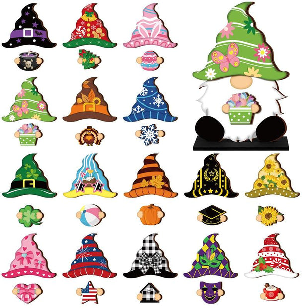 Interchangeable Magnetic Gnome Door & Wall Décor Set – 31-Piece Playful Wooden Gnome