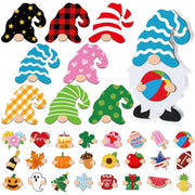 Interchangeable Magnetic Gnome Door & Wall Décor Set – 31-Piece Playful Wooden Gnome