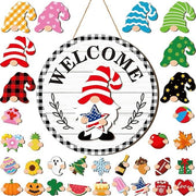Interchangeable Magnetic Gnome Door & Wall Décor Set – 31-Piece Playful Wooden Gnome