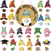 Interchangeable Magnetic Gnome Door & Wall Décor Set – 31-Piece Playful Wooden Gnome