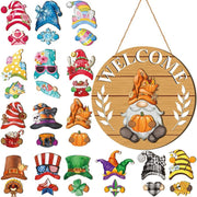 Interchangeable Magnetic Gnome Door & Wall Décor Set – 31-Piece Playful Wooden Gnome