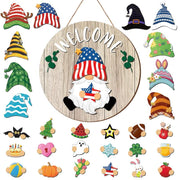 Interchangeable Magnetic Gnome Door & Wall Décor Set – 31-Piece Playful Wooden Gnome