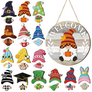 Interchangeable Magnetic Gnome Door & Wall Décor Set – 31-Piece Playful Wooden Gnome