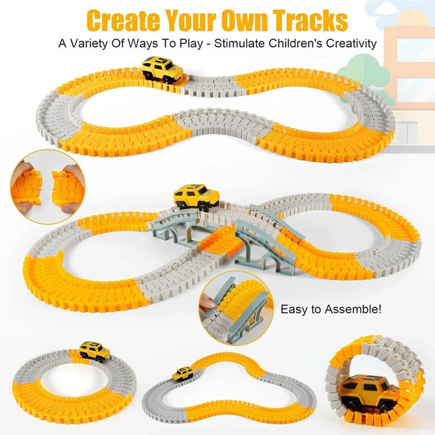 Customizable 260 PCS Race Track Set with Cars & Interactive Construction Toys