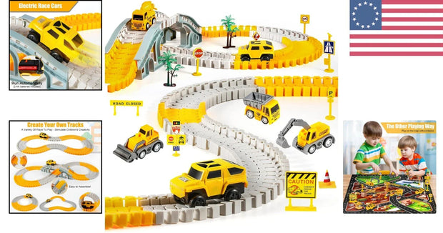 Customizable 260 PCS Race Track Set with Cars & Interactive Construction Toys